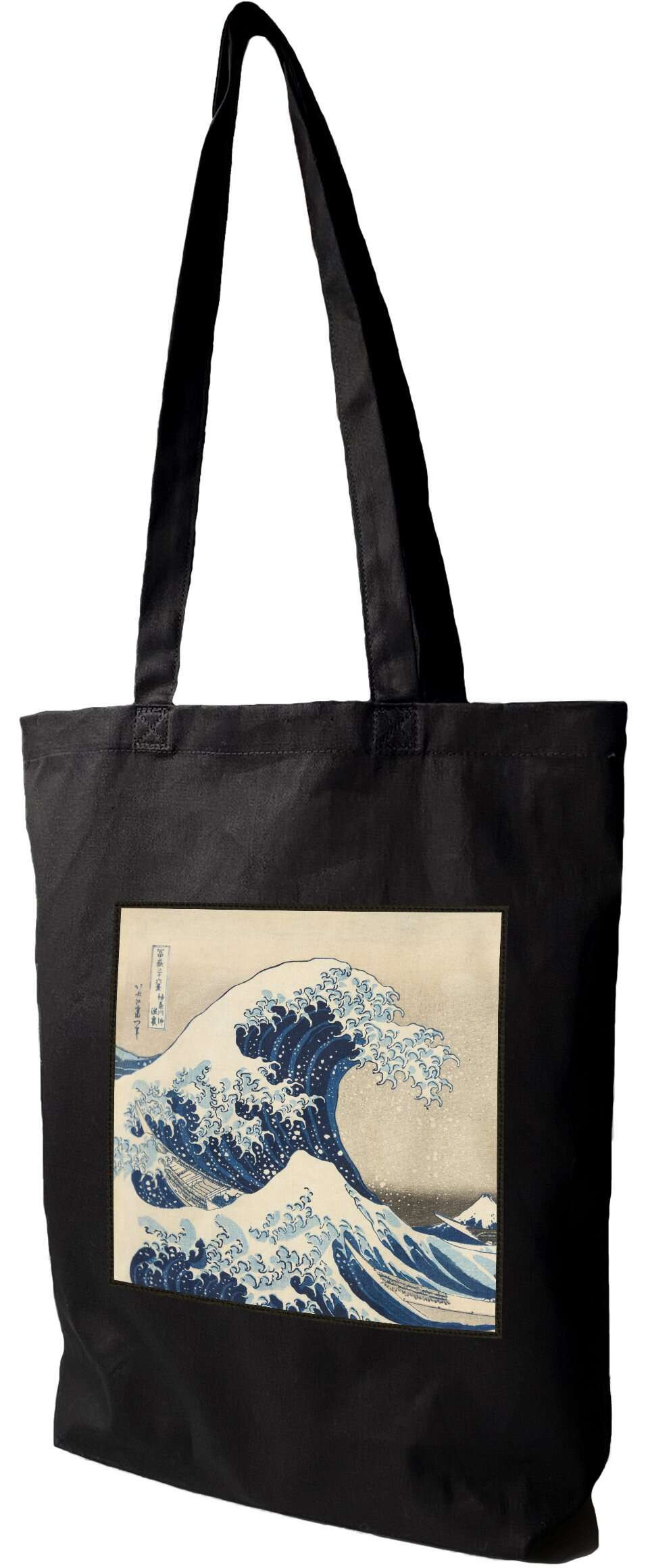 Torba z naszywką Wielka Fala w Kanagawie Katsushika Hokusai, Czarna