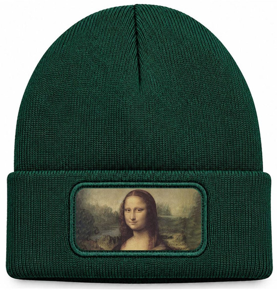 Czapka zimowa Mona Lisa Leonardo da Vinci – zielona