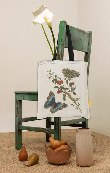 Torba na ramię Great Blue Butterflies and Red Fruits Maria Sibylla Merian