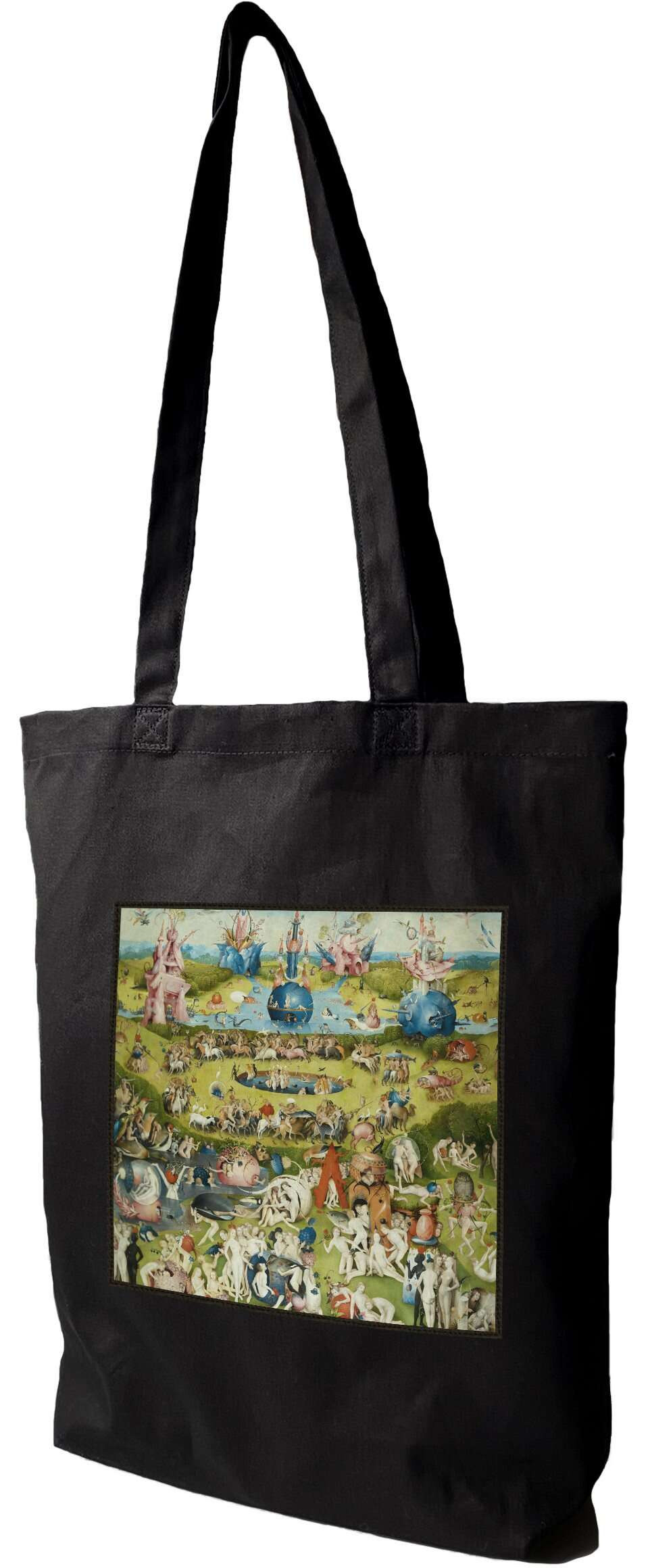 Torba z naszywką Ogród rozkoszy ziemskich Hieronim Bosch, Czarna
