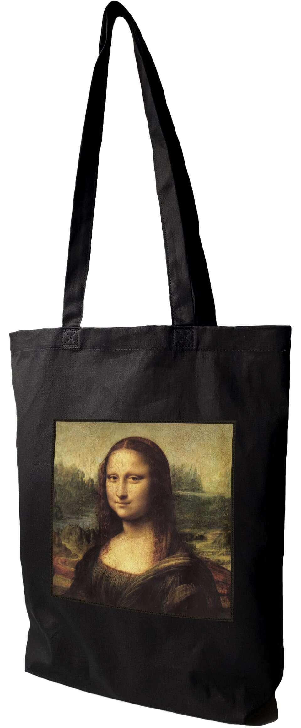 Torba z naszywką Mona Lisa Leonardo da Vinci, Czarna