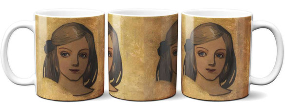 Kubek Główka dziewczynki na złotym tle Józef Mehoffer