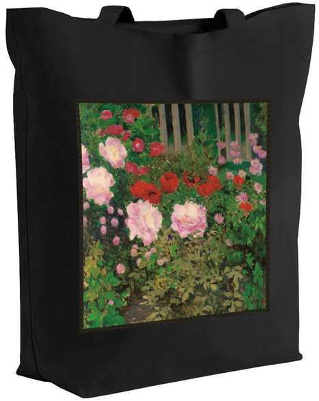 Torba z naszywką Kwitnące kwiaty na ogrodzeniu ogrodu Koloman Moser
