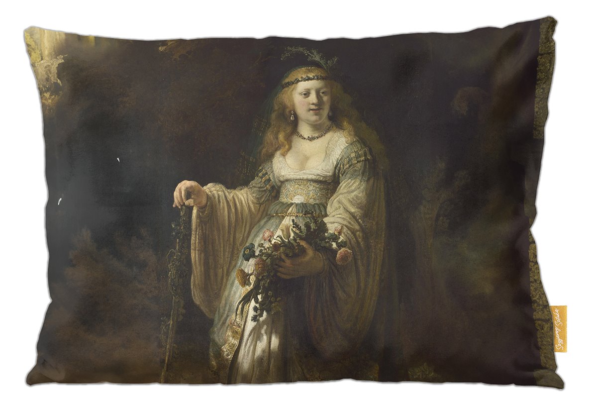 Poduszka dekoracyjna na prezent z obrazem Dama w nocy Rembrandt Szyjemy Sztukę