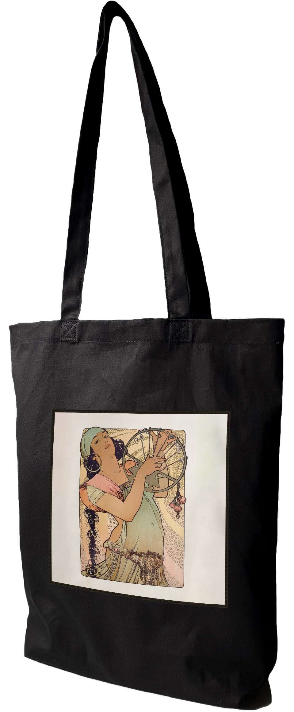 Torba z naszywką Salome Alfons Mucha, Czarna