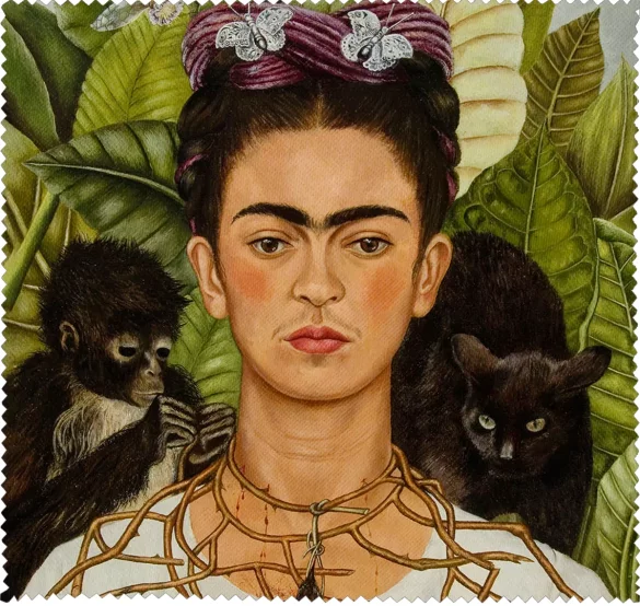 Ściereczka do okularów Autoportret z cierniowym naszyjnikiem i kolibrem Frida Kahlo