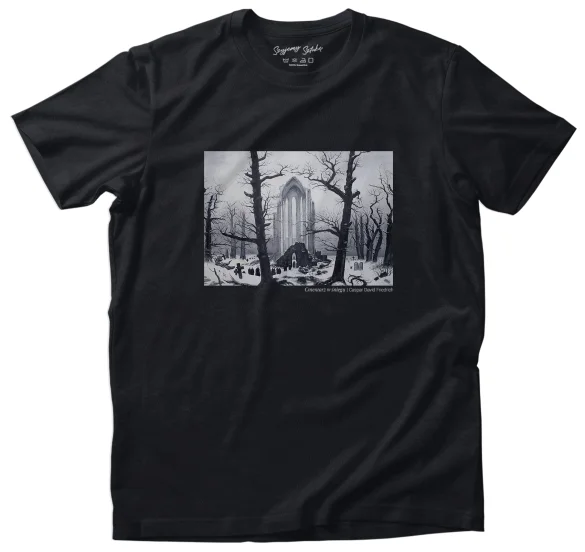 Koszulka z nadrukiem Cmentarz w śniegu Caspar David Friedrich