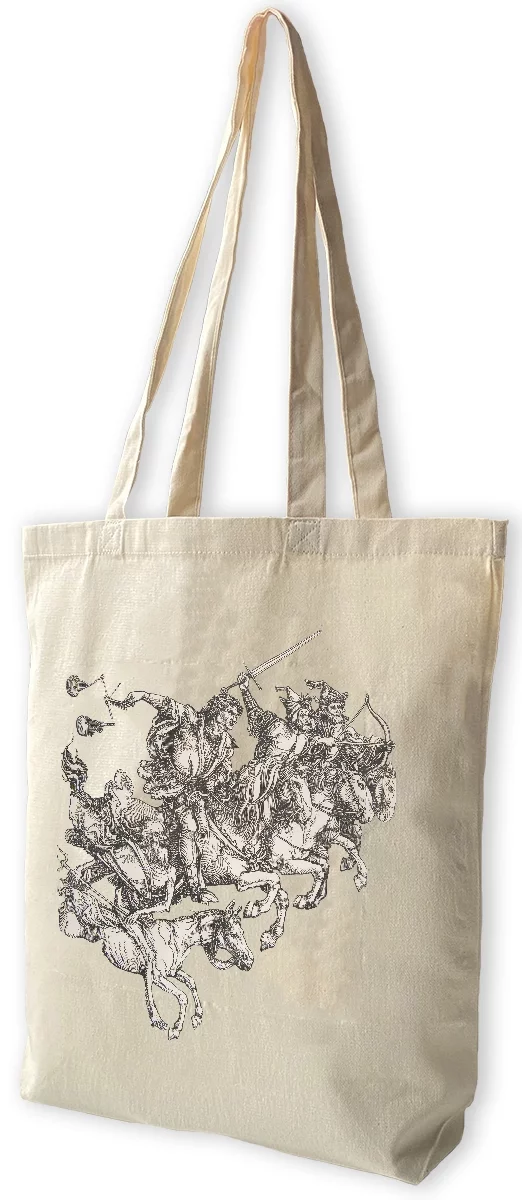 Torba bawełniana Czterej Jeźdźcy Apokalipsy Albrecht Dürer, Biała