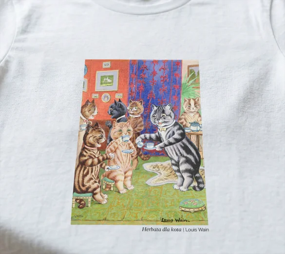 Koszulka z nadrukiem Herbata dla kota Louis Wain