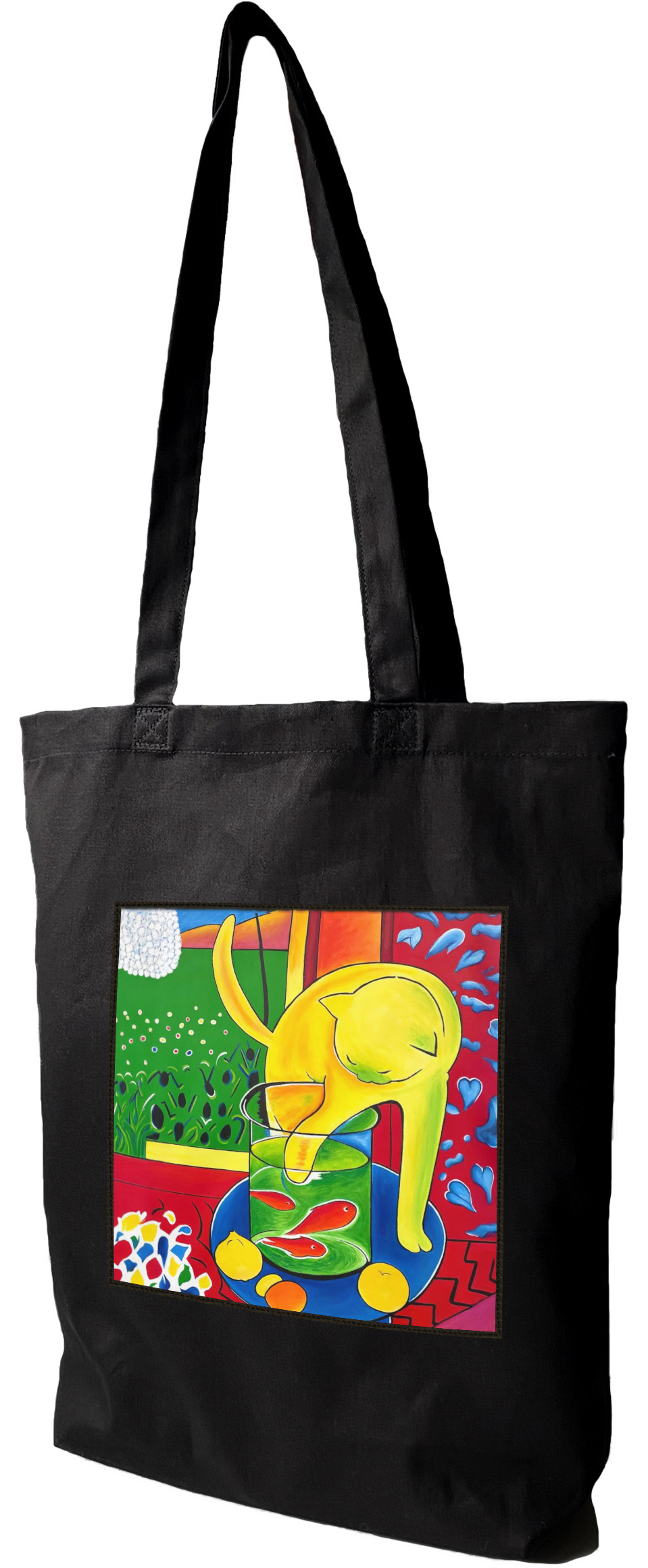 Torba z naszywką Kot ze złotą rybką Henri Matisse, Czarna