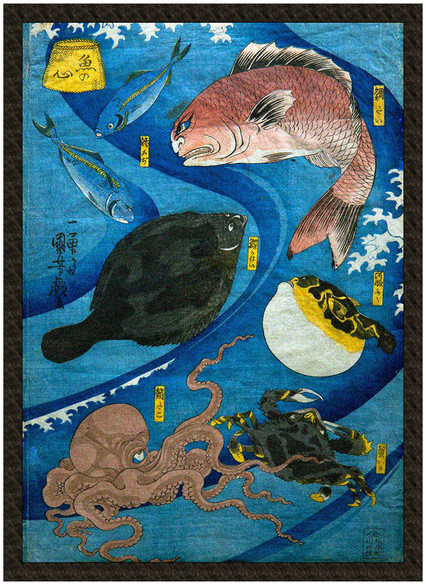 Naszywka Umysły ryb Utagawa Kuniyoshi