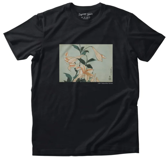 Koszulka z nadrukiem Lilie Katsushika Hokusai
