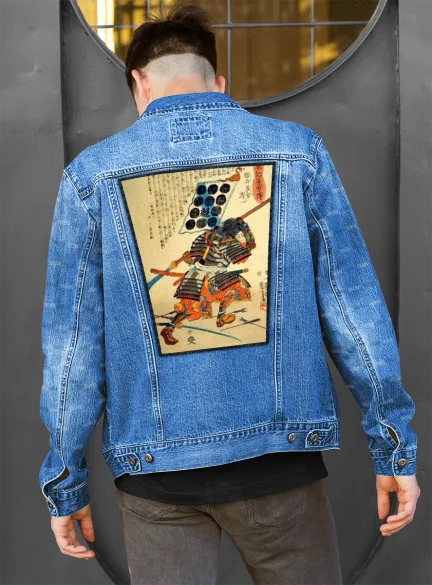 Ekran Samuraj Kiyokazu z naginatą Utagawa Kuniyoshi