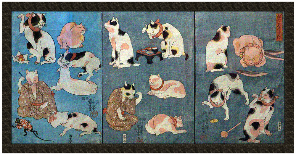 Naszywka Przysłowia Ilustrowane przez Koty Utagawa Kuniyoshi