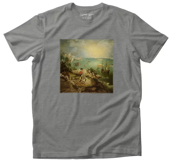 Koszulka z naszywką Pejzaż z upadkiem Ikara Pieter Bruegel starszy