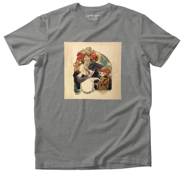 Koszulka z naszywką Bières De La Meuse (Piwo z mezy) Alfons Mucha