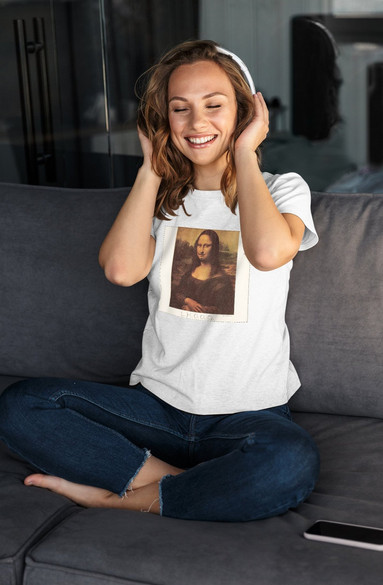 Bluzka damska z naszywką  L.H.O.O.Q. Marcel Duchamp