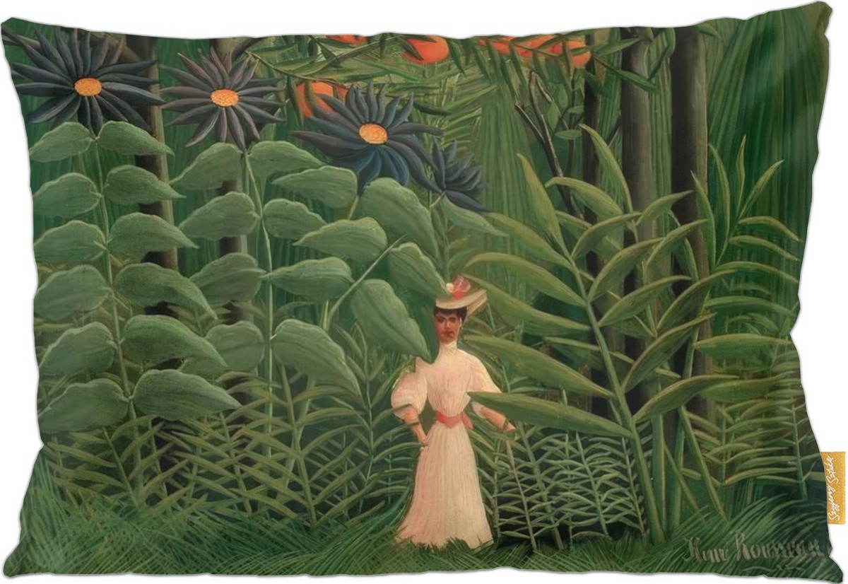 Poduszka dekoracyjna na prezent z obrazem Woman Walking in an Exotic Forest Henri Rousseau Szyjemy Sztukę