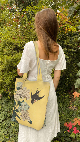 Torba na ramię shopper Hortensja i Jaskółka Katsushika Hokusai