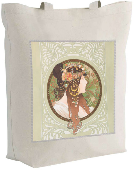 Torba z naszywką Bizantyjskie głowy: brunetka Alfons Mucha