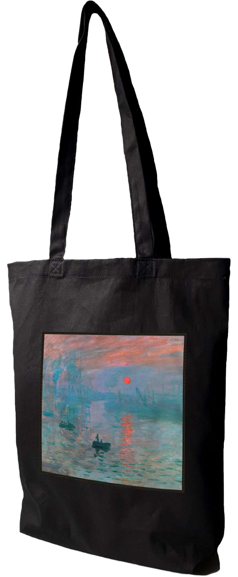 Torba z naszywką Impresja, wschód słońca Claude Monet, Czarna
