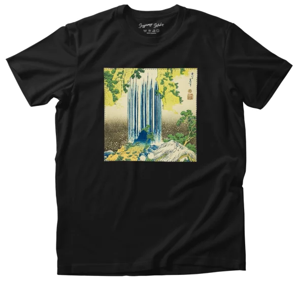 Koszulka z naszywką Wodospady Yoro w prowincji Mino Katsushika Hokusai
