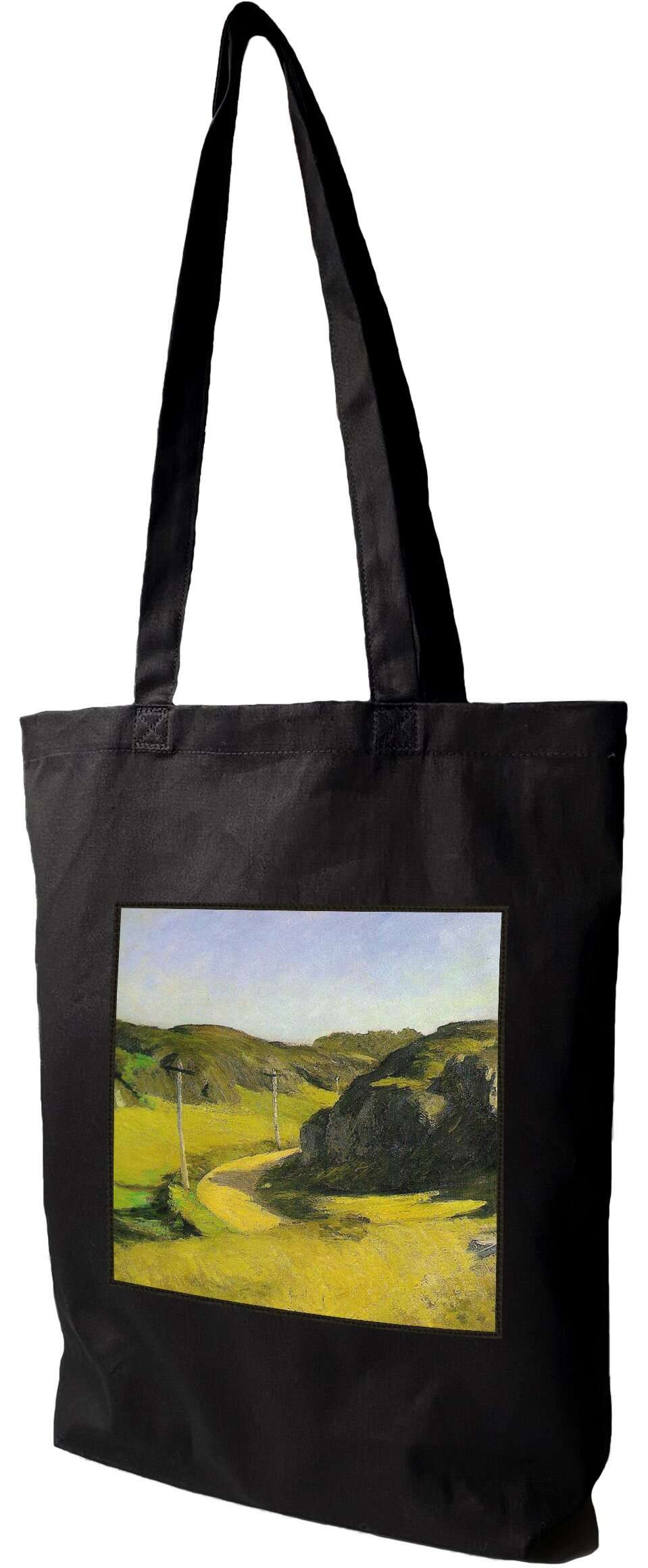 Torba z naszywką Droga w Maine Edward Hopper, Czarna