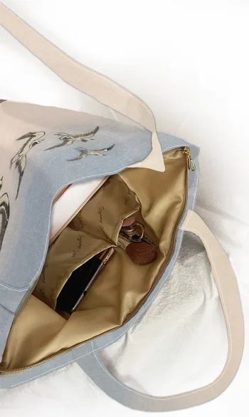 Torba na ramię shopper Pięć mew nad skałą w morzu Ohara Koson