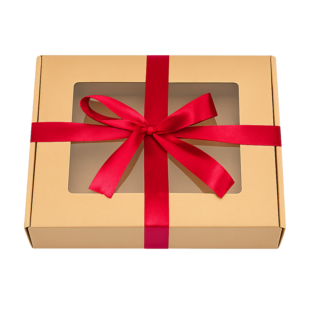 Pudełko prezentowe z okienkiem z kokardką