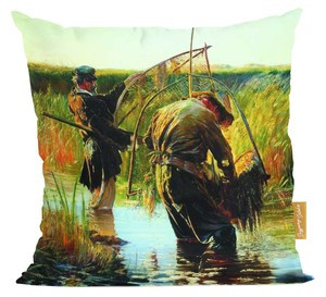 Poduszka Rybacy brodzący w wodzie Leon Wyczółkowski