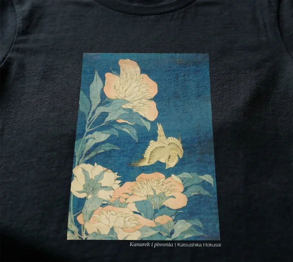 Bluzka damska Kanarek i piwonia Katsushika Hokusai