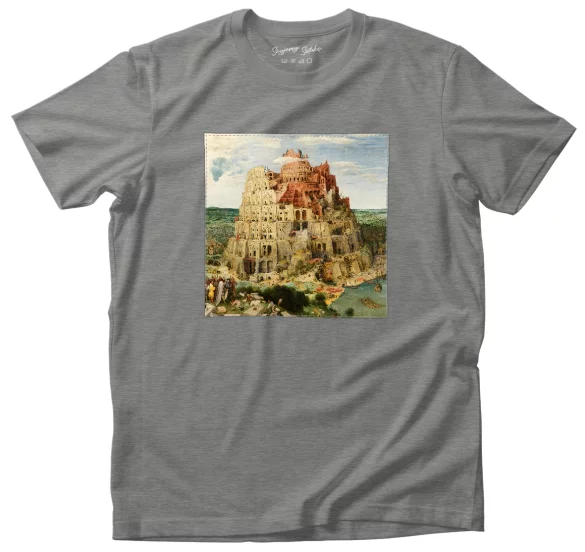Koszulka z naszywką Wieża Babel Pieter Bruegel starszy