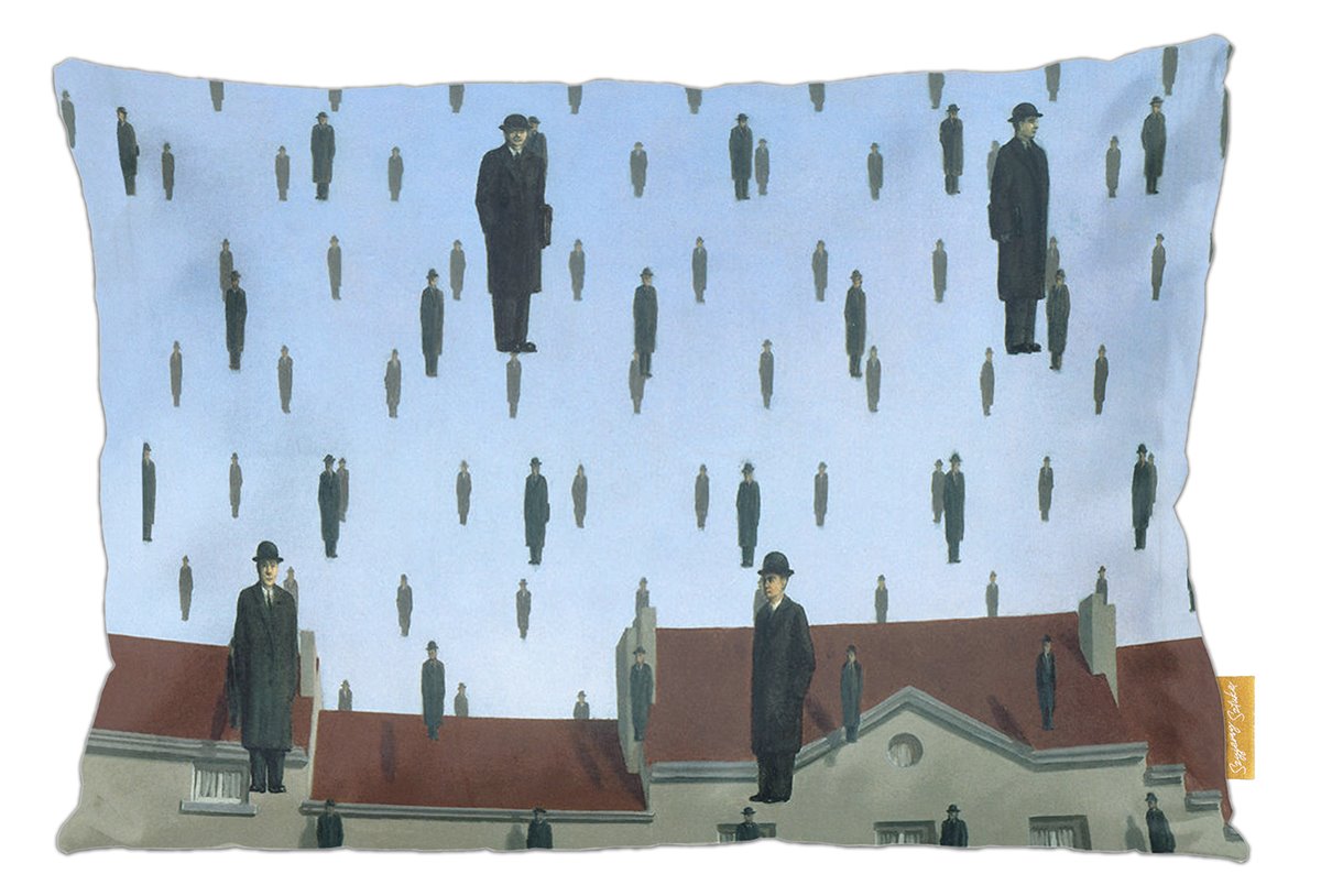 Poduszka dekoracyjna na prezent z obrazem Spadanie René Magritte Szyjemy Sztukę