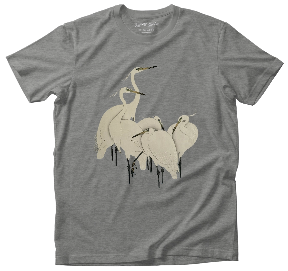 Koszulka Grupa czapli Ohara Koson– koszulka z nadrukiem obrazu, t-shirt ze sztuką
