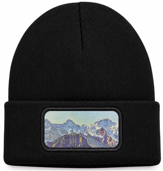 Czapka zimowa Eiger, Mönch und Jungfrau in der Morgensonne Ferdinand Hodler – czarna