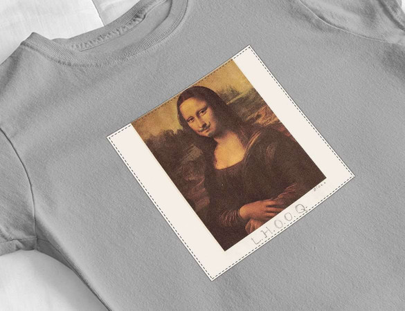 Bluzka damska z naszywką  L.H.O.O.Q. Marcel Duchamp