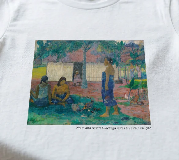 Koszulka z nadrukiem No te aha oe riri Dlaczego jesteś zły Paul Gauguin