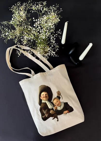 Torba bawełniana Chłopiec i dziewczynka z kotem i węgorzem Judith Leyster