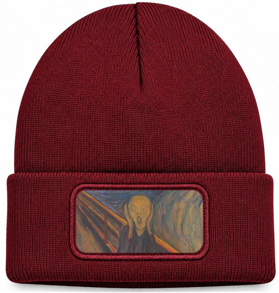 Czapka zimowa Krzyk Edvard Munch – bordowa