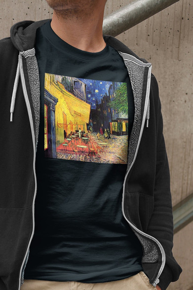 Koszulka z naszywką Taras kawiarni w nocy Vincent Van Gogh