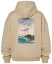 Bluza oversize Pięć mew nad skałą w morzu Ohara Koson