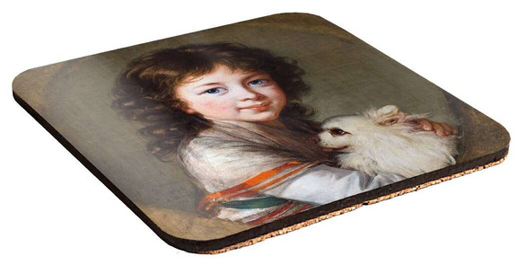 Podkładka pod kubek Portret Elżbiety Mniszchówny z pieskiem Élisabeth Vigée-Lebrun