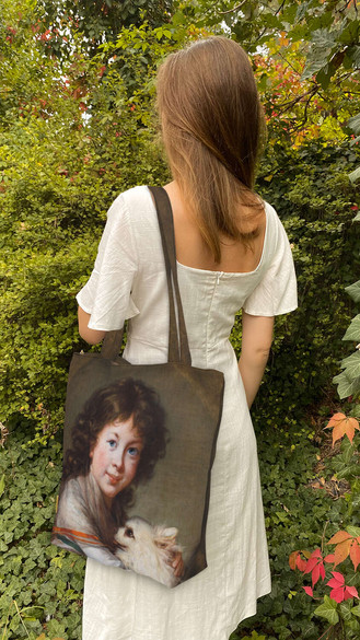 Torba na ramię shopper Portret Elżbiety Mniszchówny z pieskiem Élisabeth Vigée-Lebrun