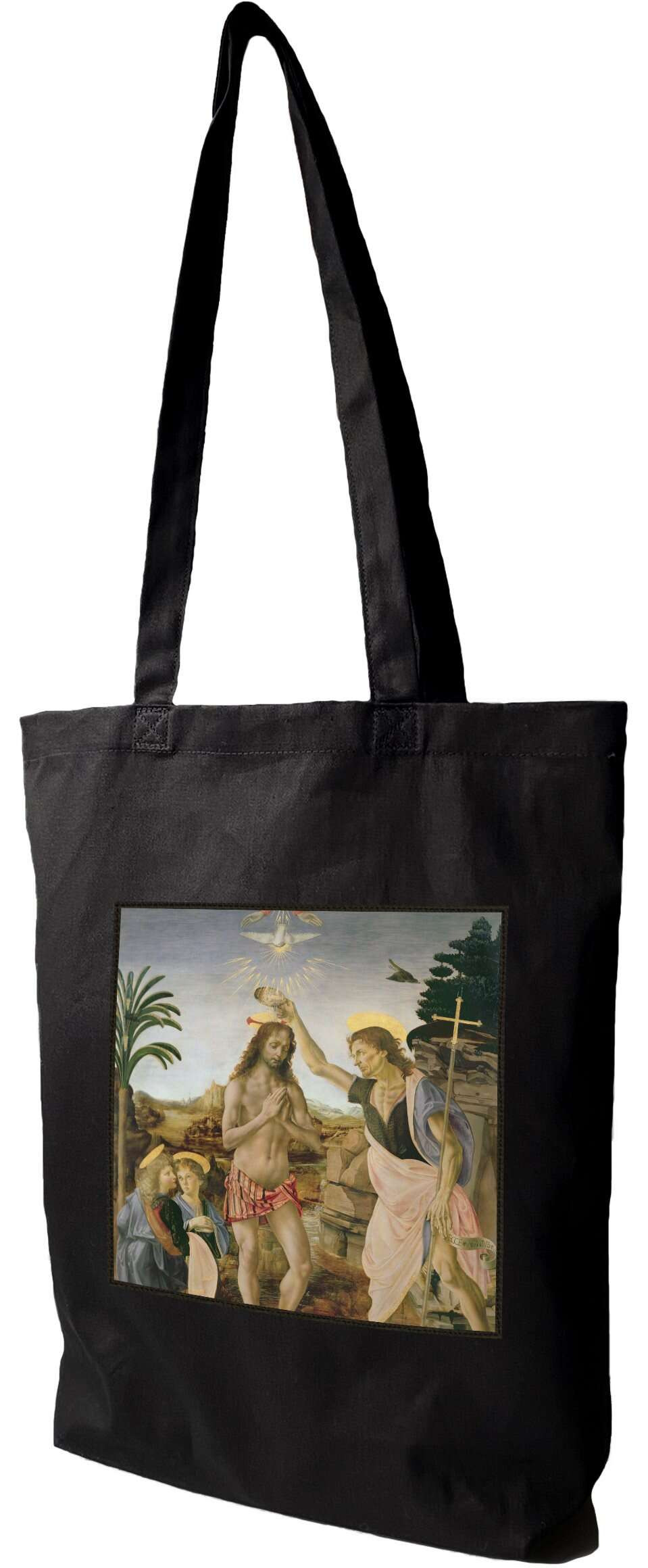 Torba z naszywką Chrzest Chrystusa Leonardo da Vinci, Czarna