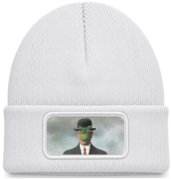 Czapka zimowa Syn człowieczy René Magritte – biała