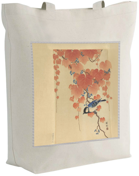 Torba z naszywką Sikora bogatka na gałęzi paulowni Ohara Koson