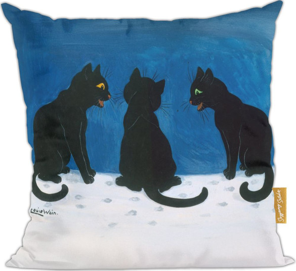 Poduszka Czarne koty na śniegu Louis Wain