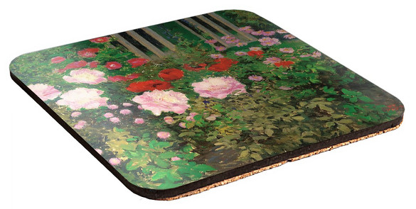 Podkładka pod kubek Kwitnące kwiaty na ogrodzeniu ogrodu Koloman Moser