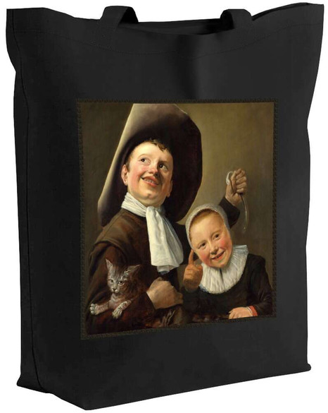 Torba z naszywką Chłopiec i dziewczynka z kotem i węgorzem Judith Leyster