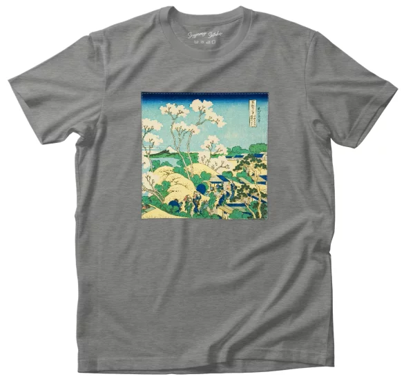 Koszulka z naszywką Wzgórze Goten w Shinagawa nad Tokaido Katsushika Hokusai